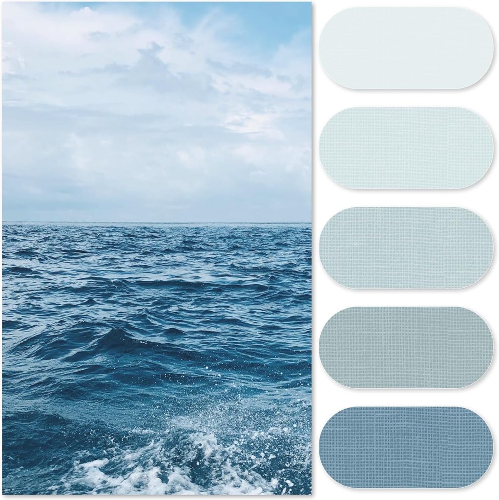 jinchan Ombre Ocean Blue Shower Curtain for Bathroom 70×72 Inch 12 Hooks